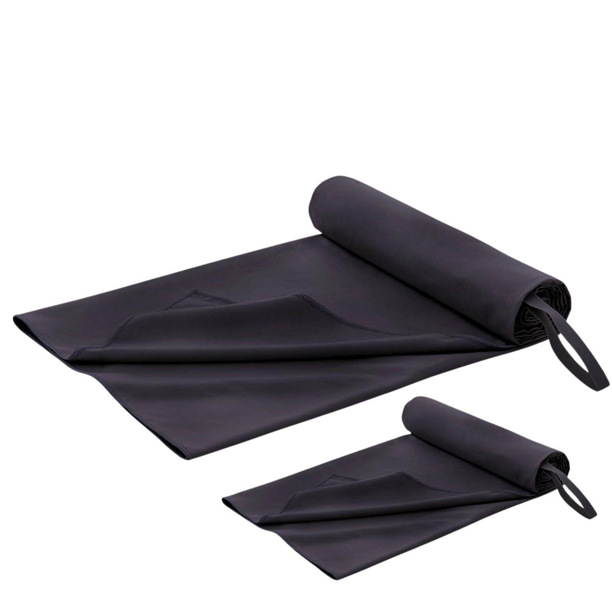 SPORTHANDTUCH Folke 180/90 & 80/40 cm, 2er-Set, Schwarz - Schwarz, Textil (90/180cm) - Blumtal
