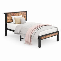 BETT mit Stauraum 90x200 cm MDF Metall Braun Schwarz - Braun, Metall (90/200cm) - Meubliv