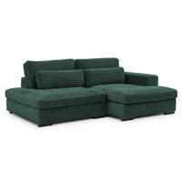ECKSOFA Wolke mit tiefer Sitzfläche, Schlaffunktion und praktischem Bettkasten aus weichem Grün Cordstoff - Schwarz/Grün, Holz/Kunststoff (225/162cm) - S-Style