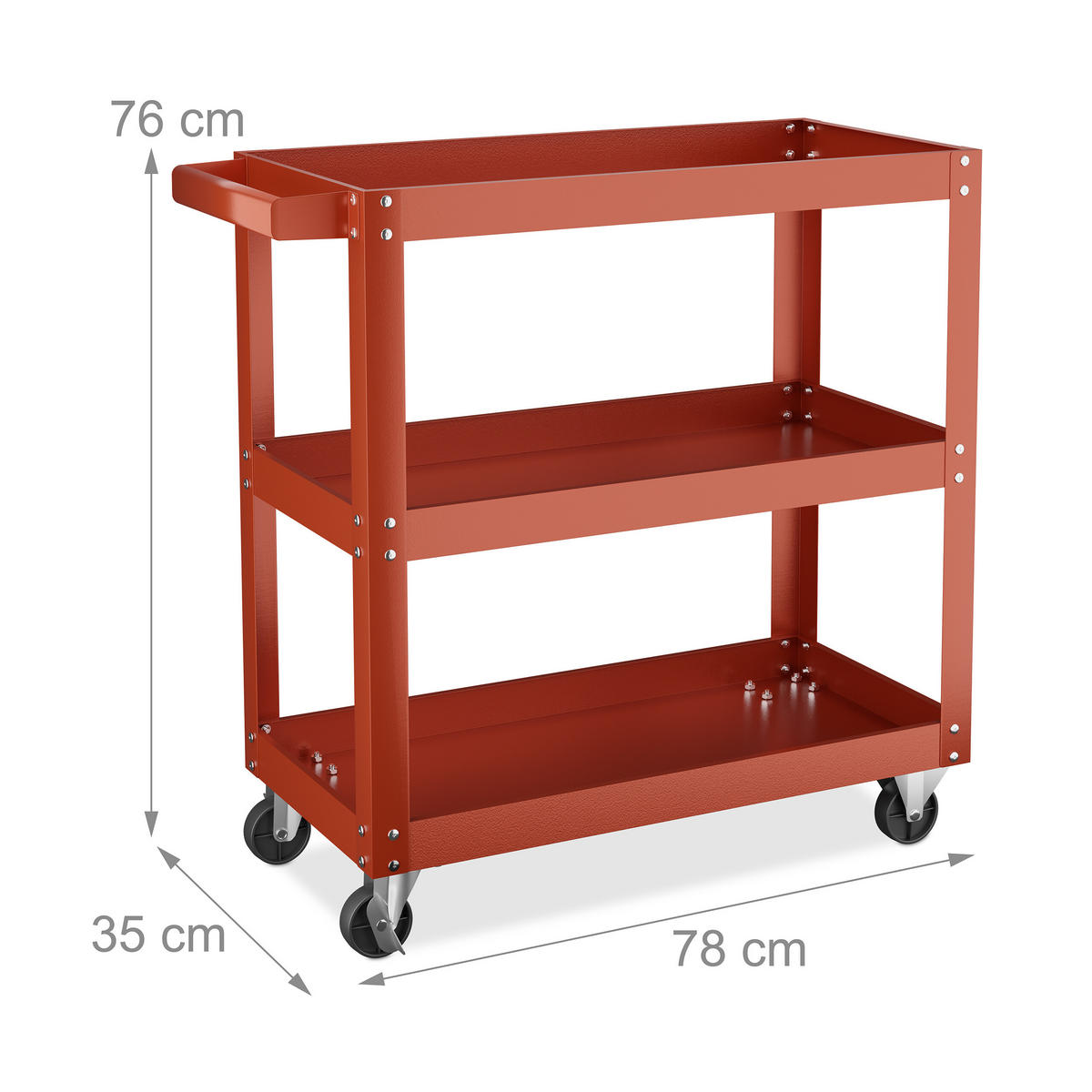 WERKSTATTWAGEN - Rot, Kunststoff/Metall (78/76/35cm) - Relaxdays