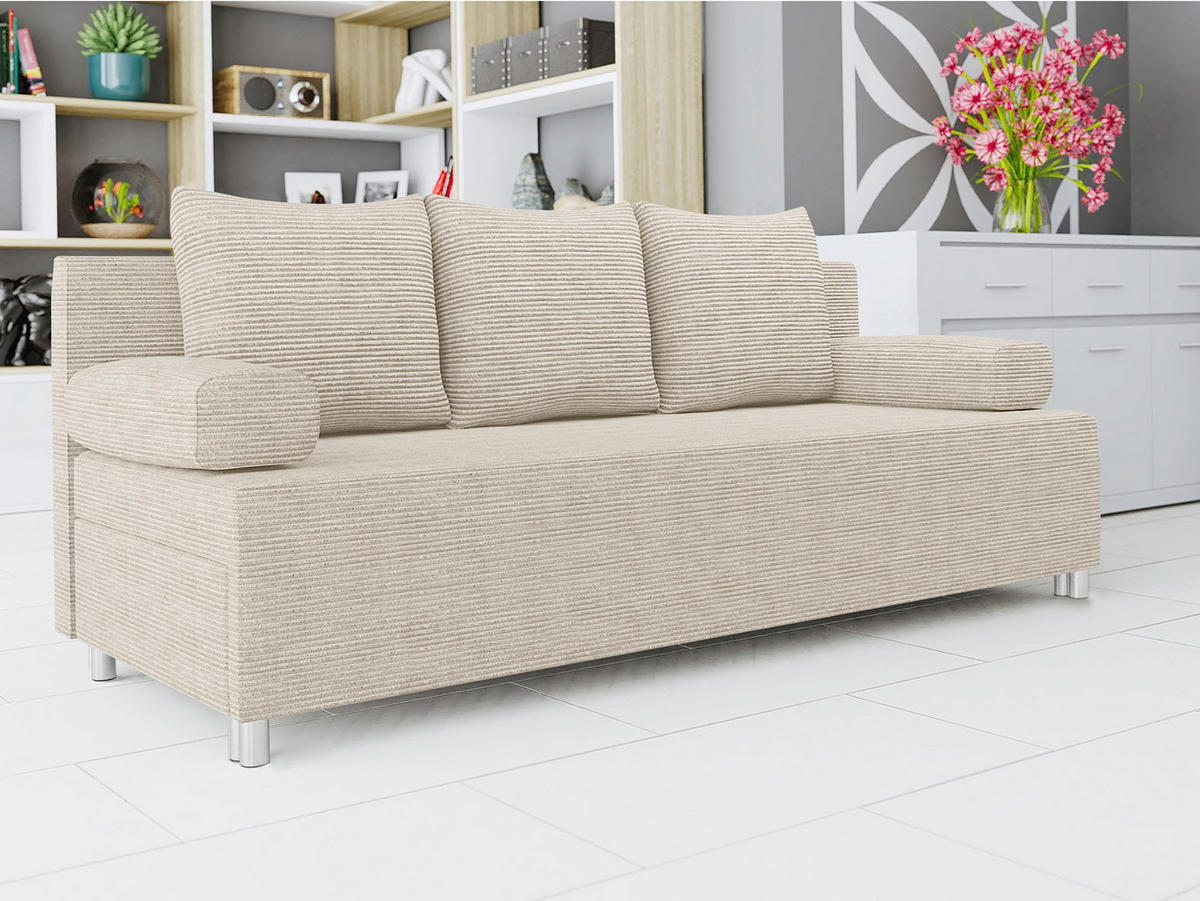 SCHLAFSOFA Dover Cord - Chromfarben/Beige, Holz/Kunststoff (192/86/80cm) - MIRJAN24