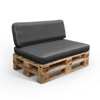 PALETTENKISSEN Set 2-tlg. ( Anthrazit ) - Indoor/Outdoor - 120x80x15 cm + 120x40x15cm - wasserabweisend ( Lotusblüteneffekt ) aufblasbares Innenkissen - Anthrazit, Textil (80/15/120cm) - Arsvita