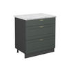 KÜCHENUNTERSCHRANK Fame-Line Grün-Gold Landhaus 80 cm mit 3 Schubladen AP Marmor - Anthrazit/Grün, Holzwerkstoff (80/82/60cm) - Vicco