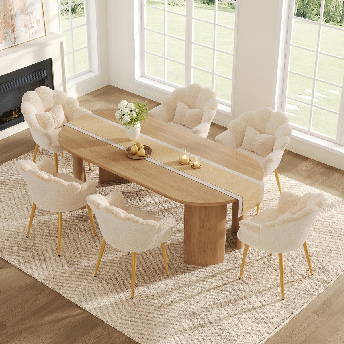 ARMLEHNSTUHL-SET 6 Stück, Blütenblatt-Design, DE-42136, Rosa - Beige, Holzwerkstoff (65.5/85/64cm) - ComfortXL