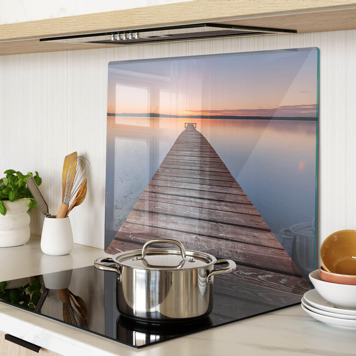 GLASPLATTE 60x52 cm Holzsteg - Braun, Glas (60/0.4/52cm) - TULUP