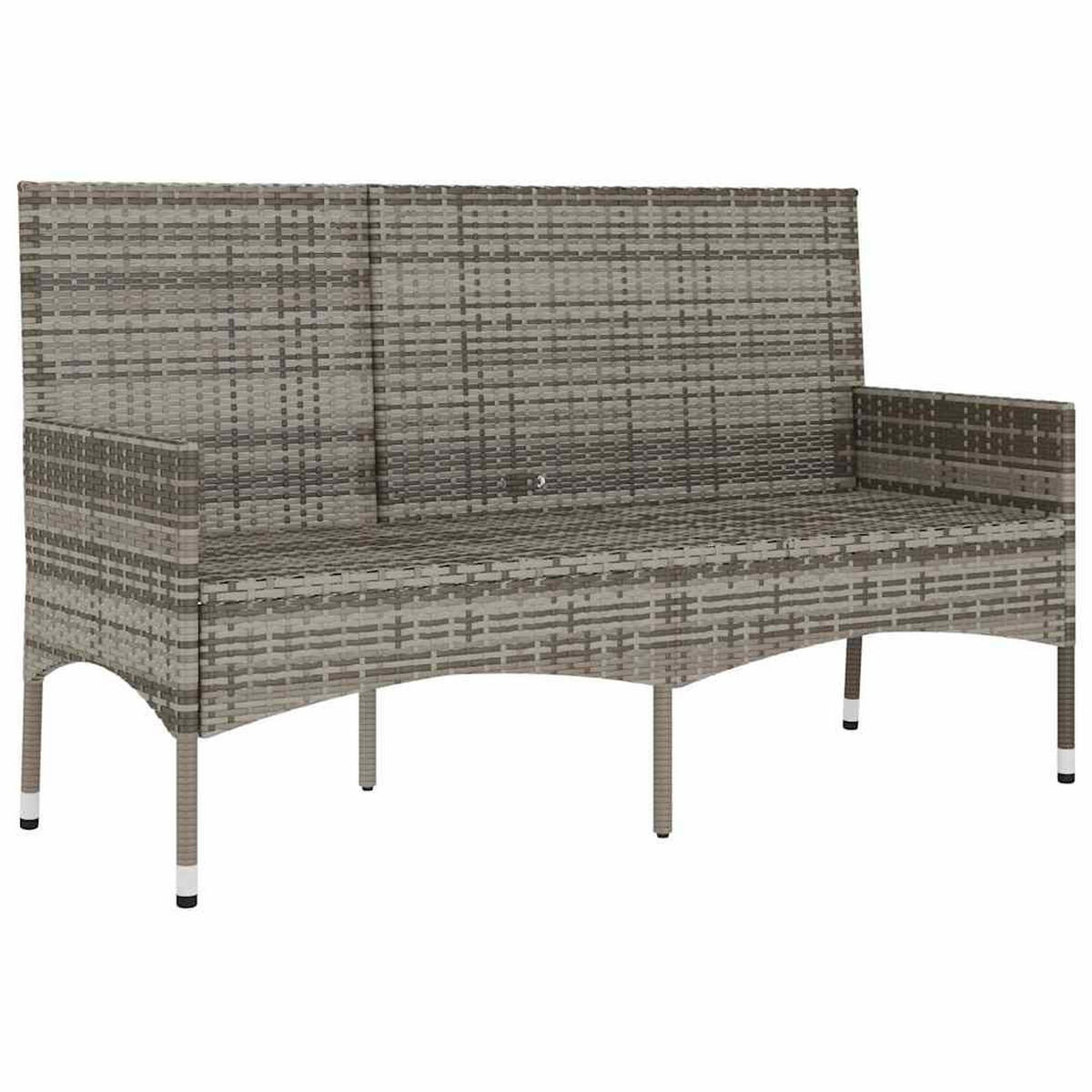 GARTENBANK 3-Sitzer mit Kissen Grau Poly Rattan - Grau, Kunststoff (140/85/51cm) - furnicato