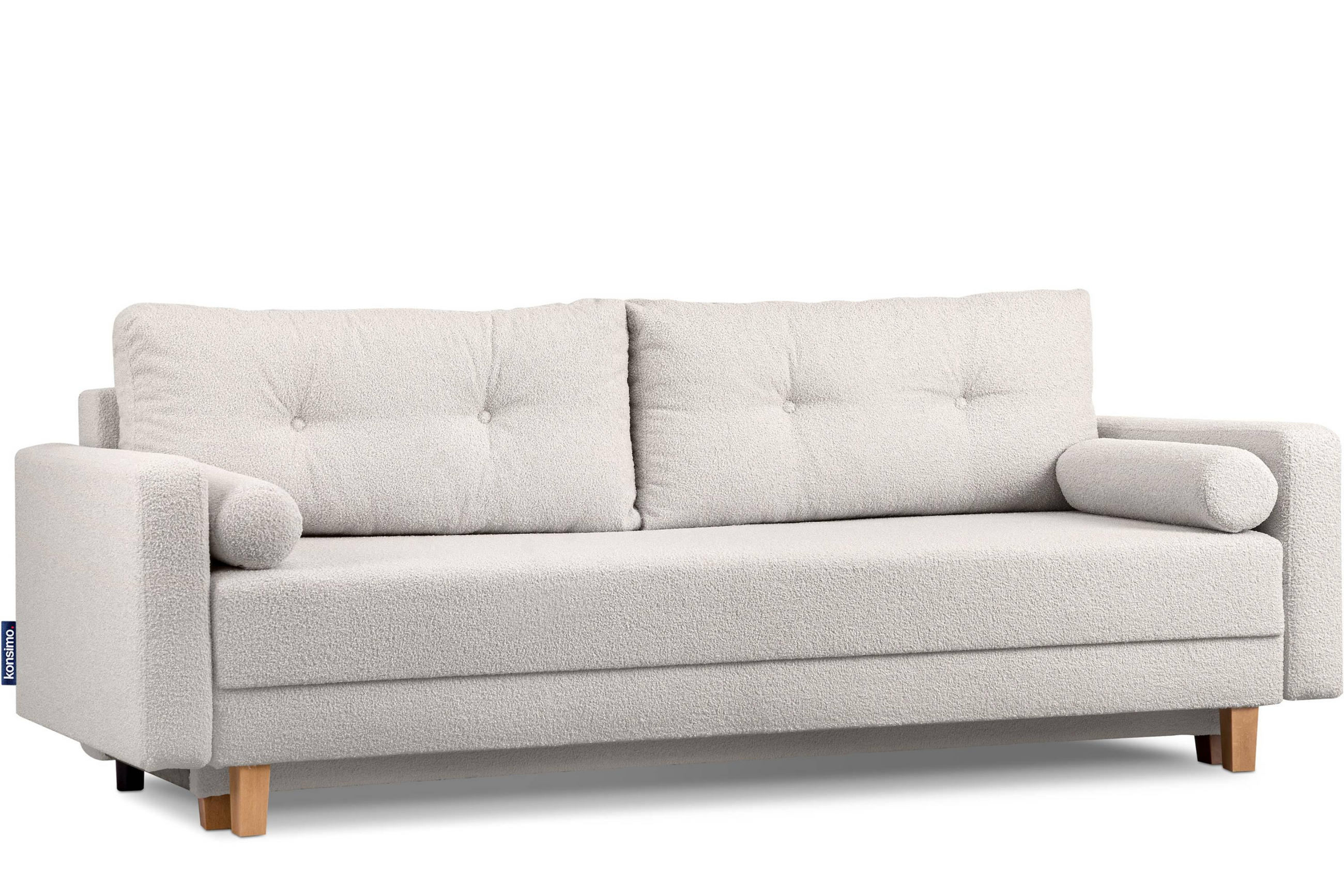 3-SITZER-SCHLAFSOFA ERISO mit weiche Sitzfläche und hohe Rückenlehne, Bouclé-Stoff, weiß - Braun/Weiß, Textil (220/80/100cm) - KONSIMO®