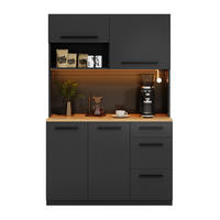 BUFFETSCHRANK 120x40x180cm LED Steckdose USB Schwarz - Schwarz, Holzwerkstoff (120/180/40cm) - FLIEKS