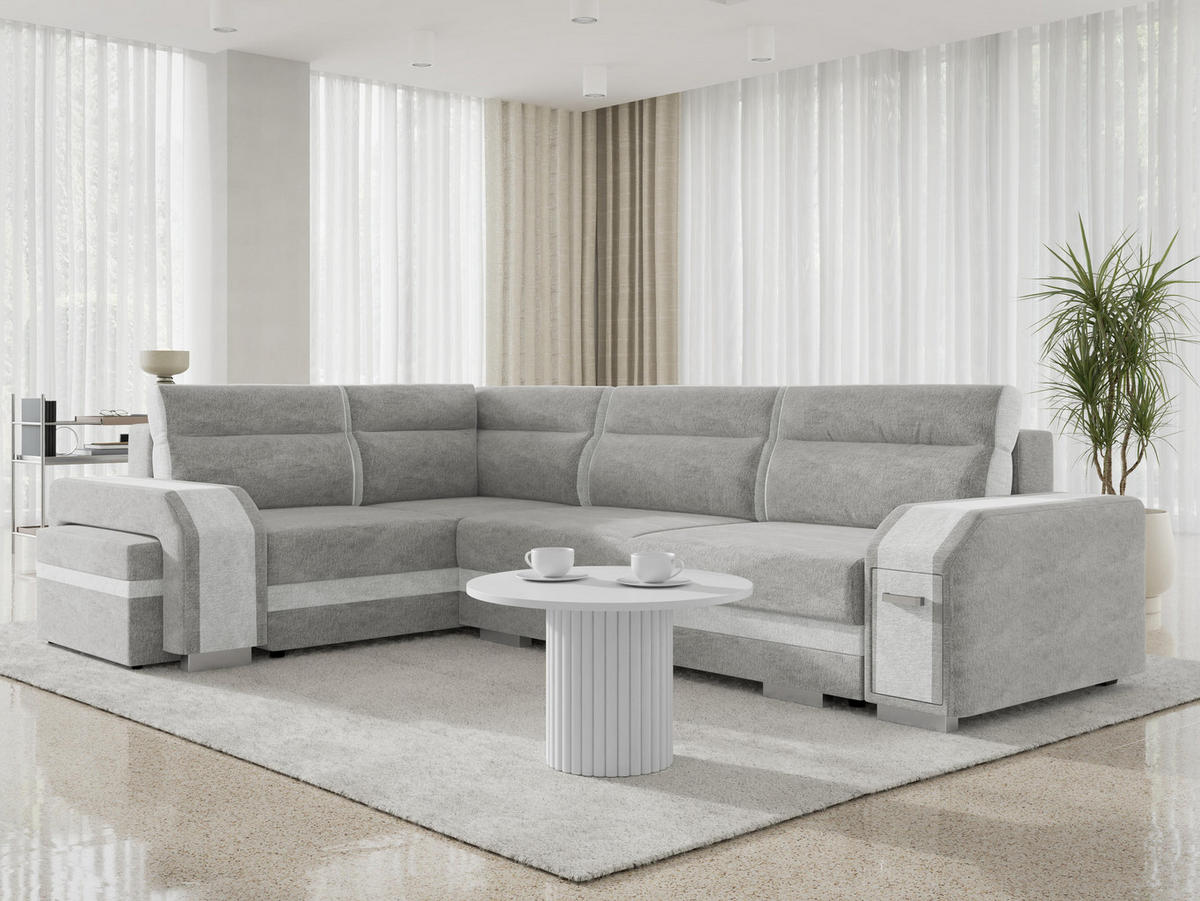 ECKSOFA Assan, Seite: Links - Chromfarben/Hellgrau, Holz/Kunststoff (305/205cm) - MIRJAN24