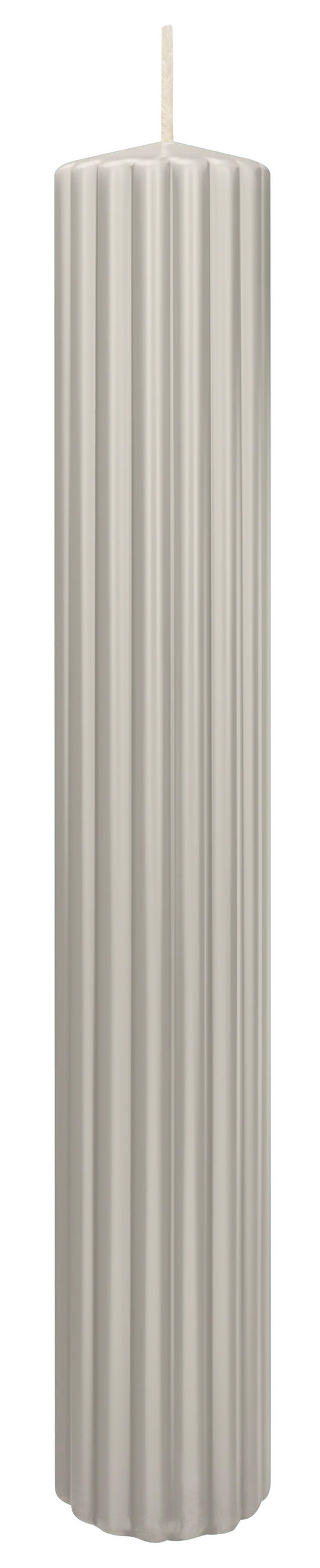 RILLEN KERZEN Zinn 300 x Ø 45 mm, 4 Stück - Hellgrau, Paraffin (8/15/15cm) - Wiedemann Kerzen