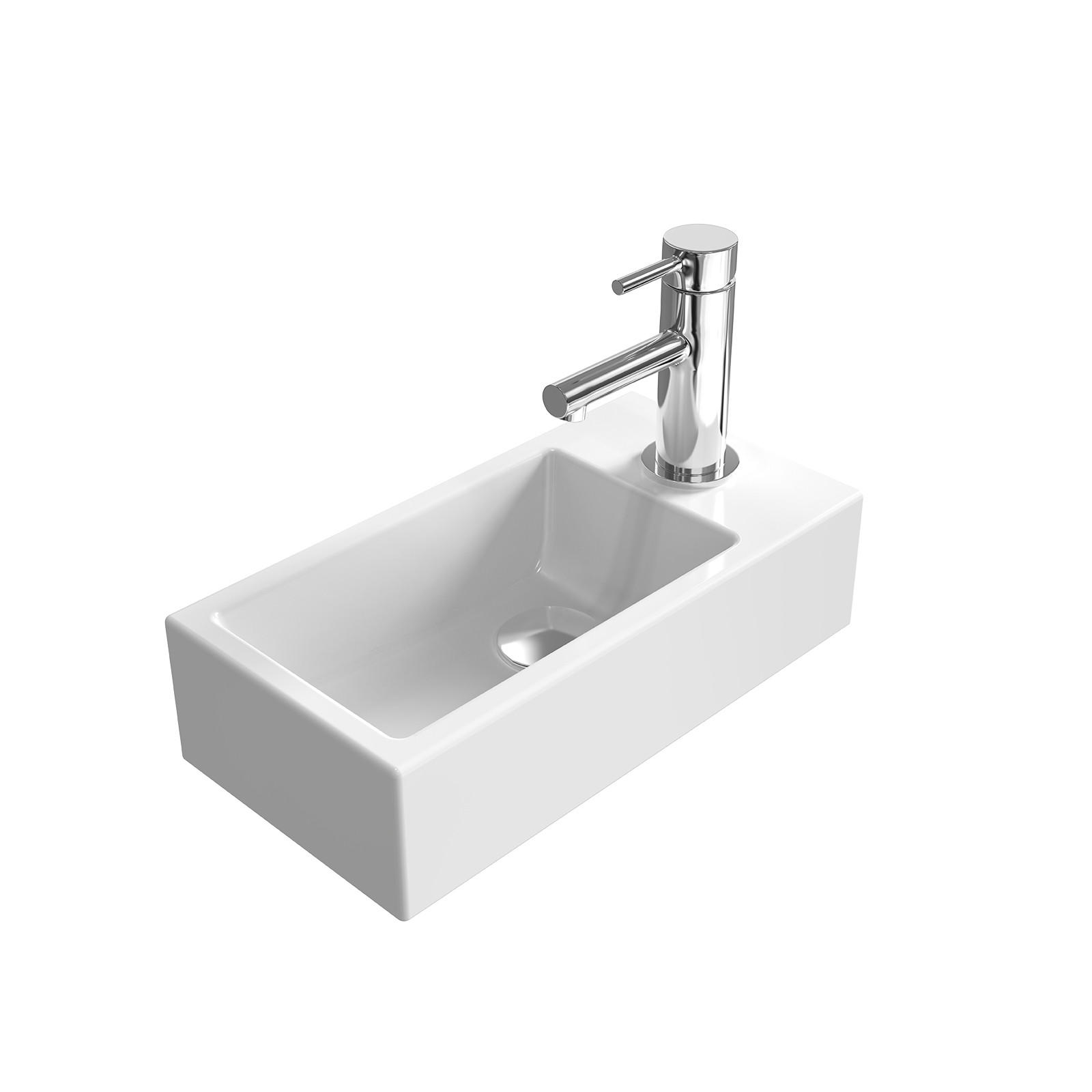 HANDWASCHBECKEN mit pflegeleichter Oberfläche Weiß 40,5 / 20,5 / 10,5 cm - Weiß Hochglanz, Keramik (40.5/10.5/20.5cm) - EMKE