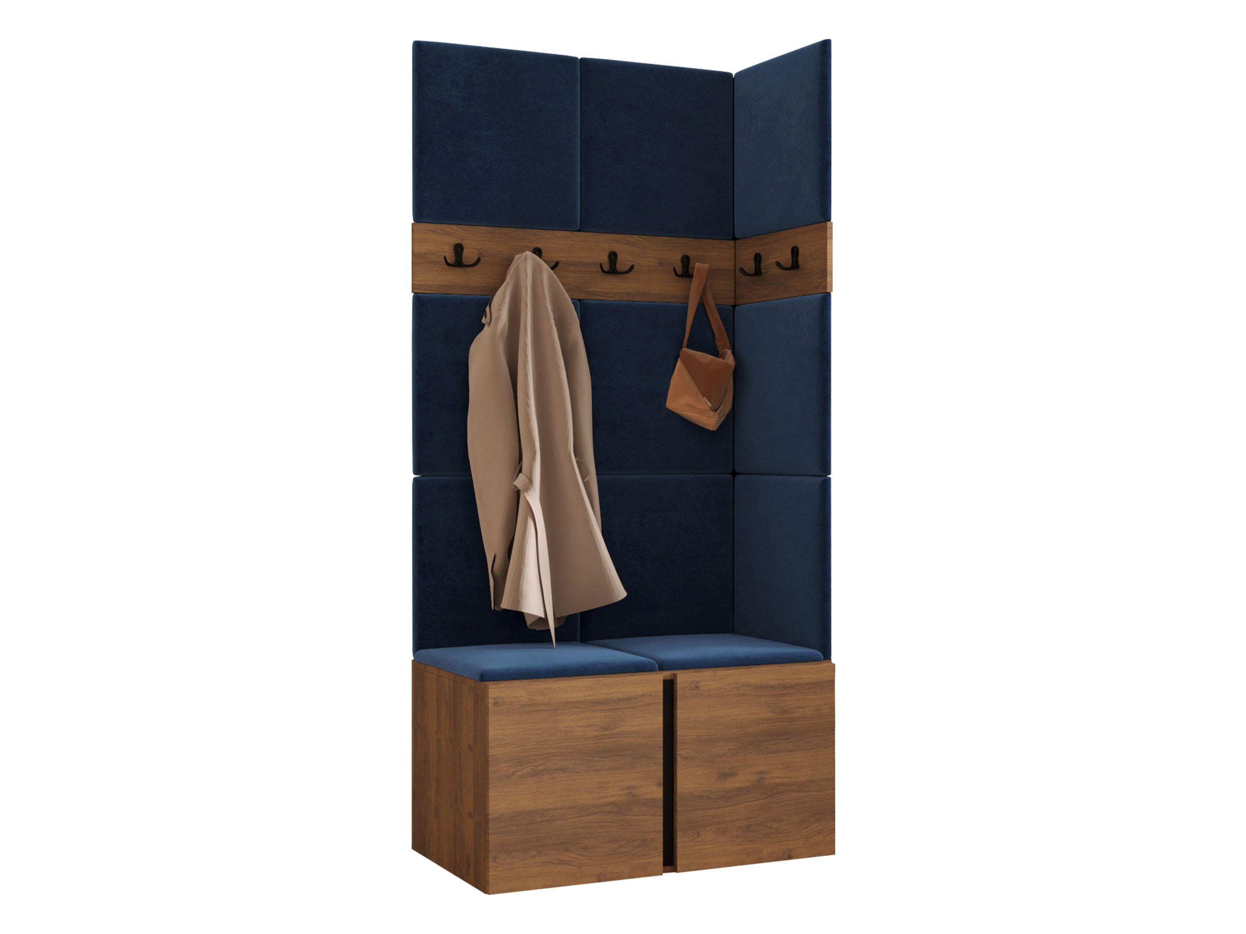Mirjan24 Garderoben-Set Nussbaum, Blau 84x186x46 cm