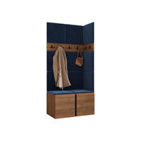 GARDEROBEN-SET Orion I - Blau/Nussbaumfarben, Holzwerkstoff/Kunststoff (84/186/46cm) - MIRJAN24