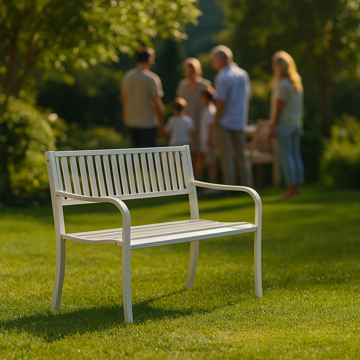 GARTENBANK - Weiß, Metall (127.5/82/59.5cm) - Relaxdays