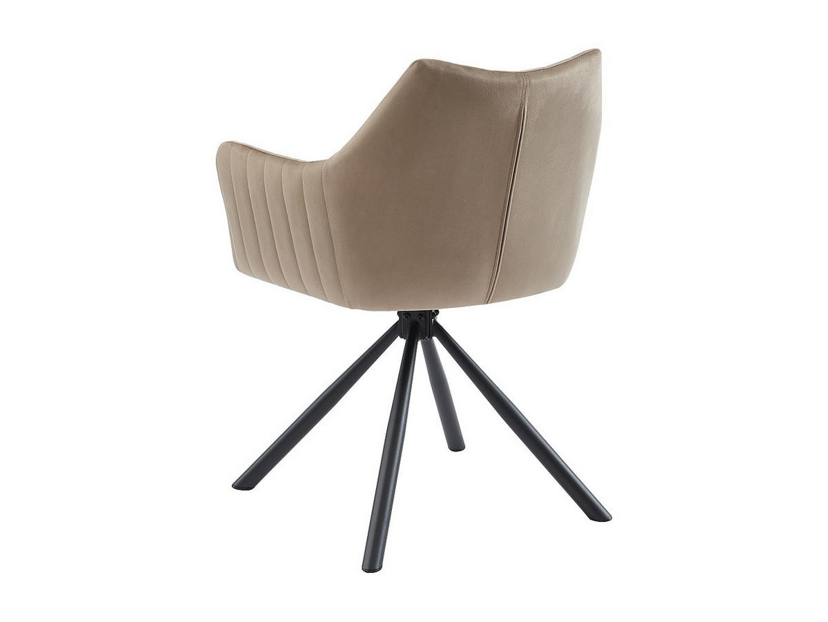 STUHL mit Armlehnen 2er-Set - Samt & Metall - Beige - IZIALI - Beige, Textil (60/83.5/60cm) - Vente-Unique