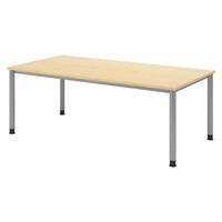 SCHREIBTISCH Serie-H Gestell: Silber 100/200/74 cm in Ahornfarben - Ahornfarben, Holzwerkstoff (100/200/74cm) - bümö
