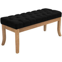 SITZBANK 100/38 cm Stoff Schwarz - Schwarz/Naturfarben, Holz/Textil (100/46/38cm) - CLP