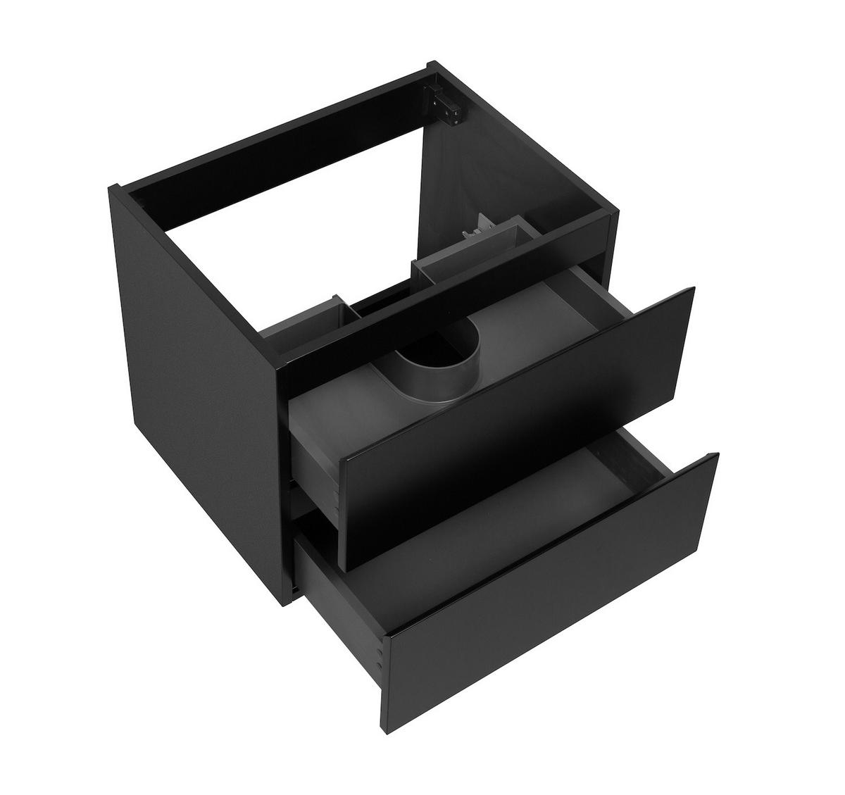 WASCHBECKENUNTERSCHRANK Angela 2 Schubladen Schwarz Matt - 60 x 48 x 50 cm - Schwarz, Holz (60/50/48cm) - Badplaats