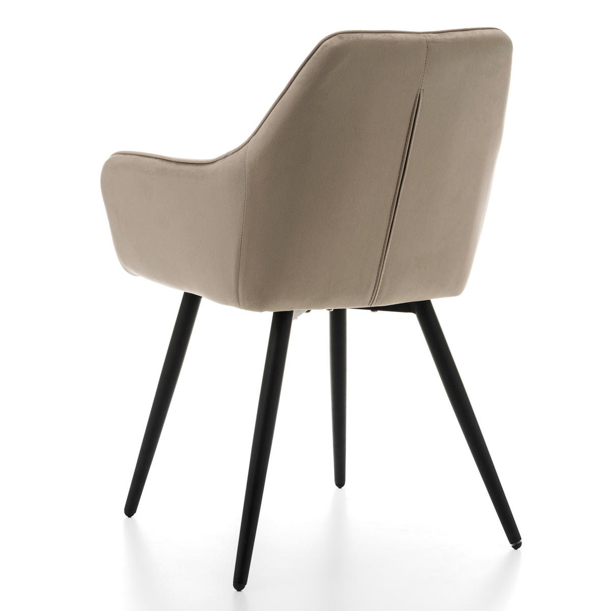 STUHL VASTO gepolstert mit Steppung - dunkelbeige - Samt Velours - Beige/Schwarz, Textil/Metall (58/87/60cm) - NEW HOME