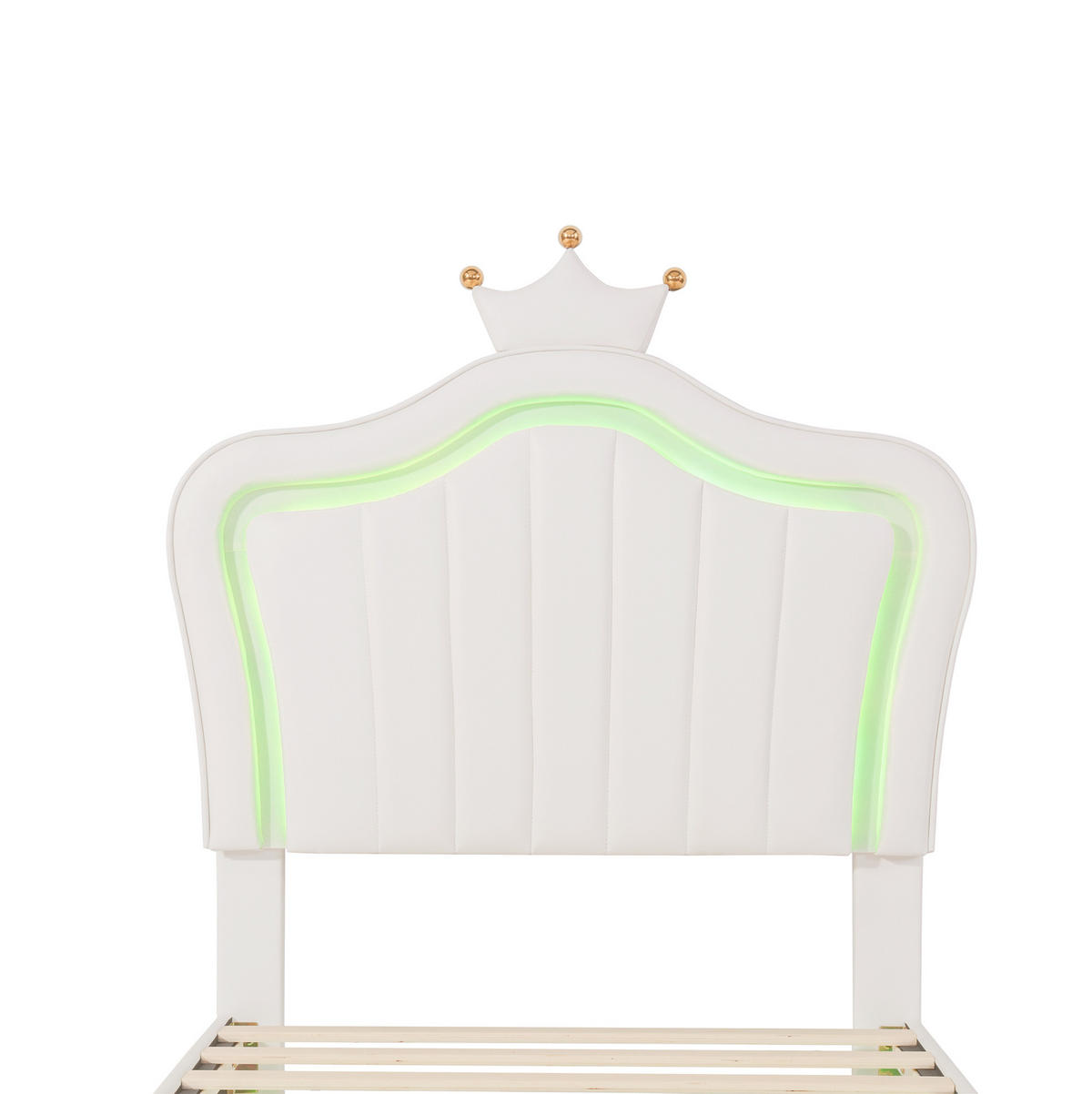 KINDERPOLSTERBETT 90/200 cm oder 140/200 cm Weiß aus Kunstleder mit LED und verstellbarem Kopfteil - Weiß, Textil (90/200cm) - OKMYHOME
