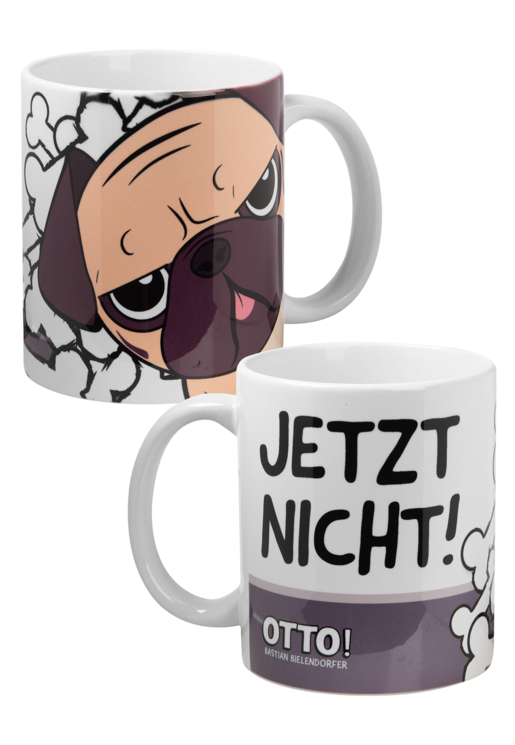 KAFFEEBECHER Bastian Bielendorfer Mops Otto! Jetzt nicht! Weiß 320 ml - Weiß, Keramik (0.32L) - United Labels