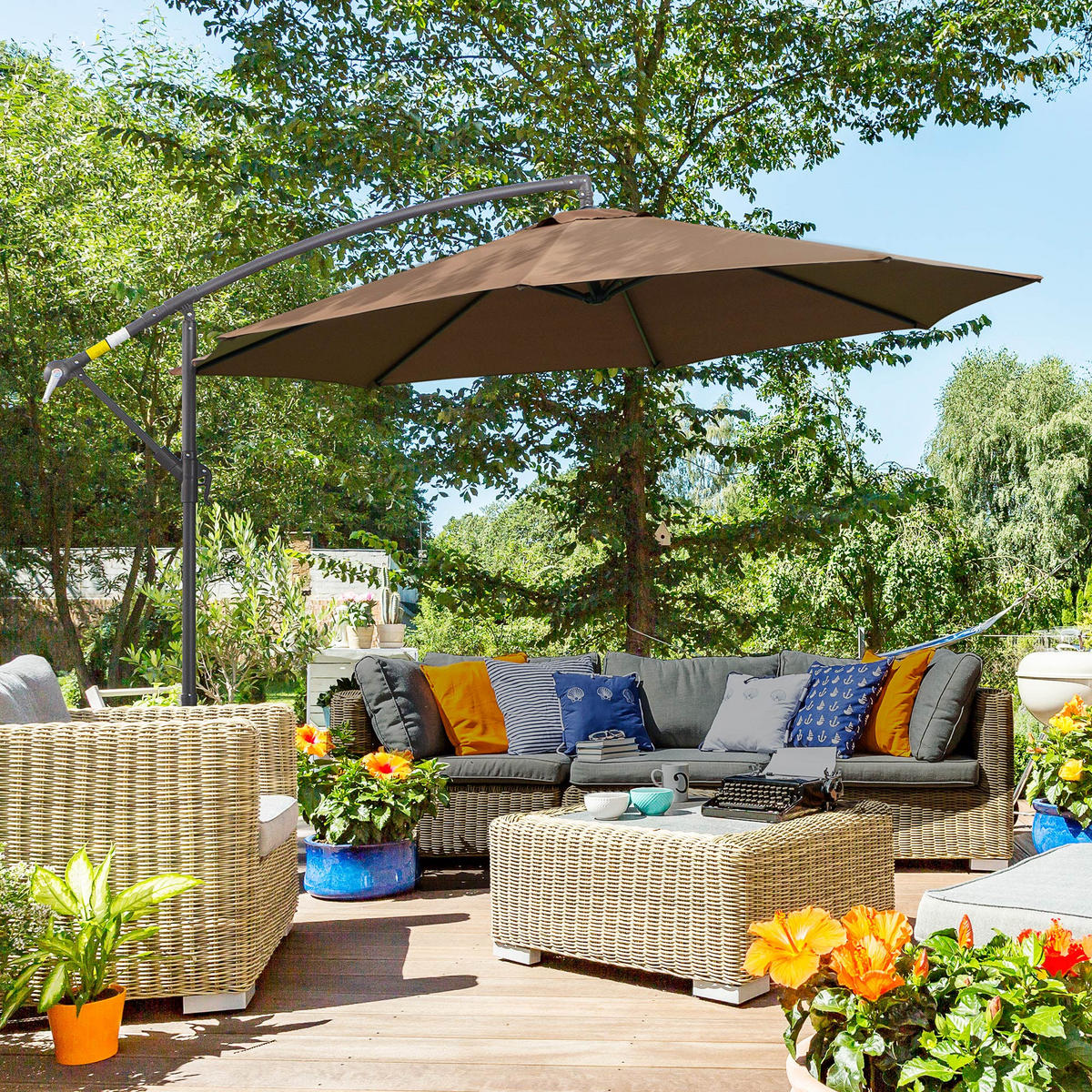 SONNENSCHIRM, Stahl, Polyester, Kaffee-Braun - Braun, Metall (3/3cm) - Outsunny