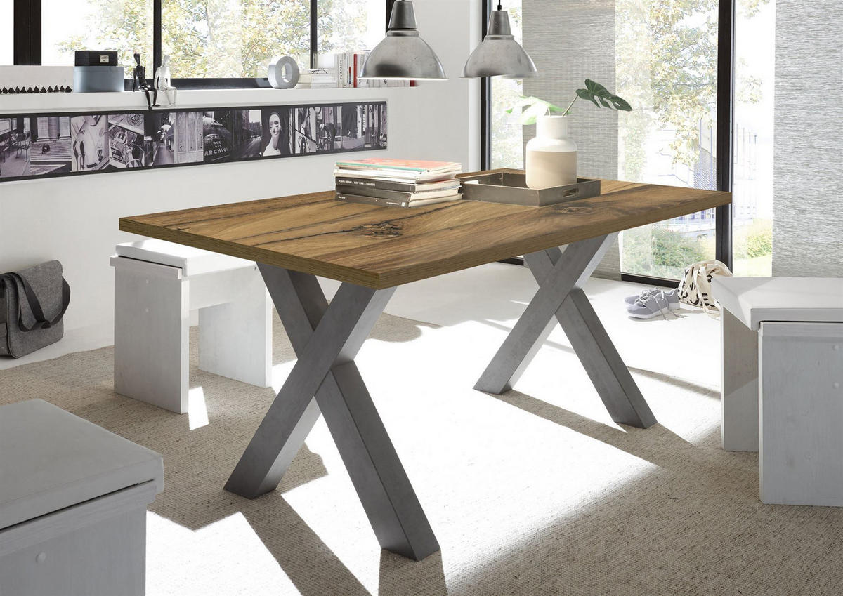ESSZIMMERTISCH Eike 4 160 x 90 x 75 Esstisch Graphit/Plankeneiche - Dunkelbraun, Holz (160/90/75cm) - 58aufmkessel