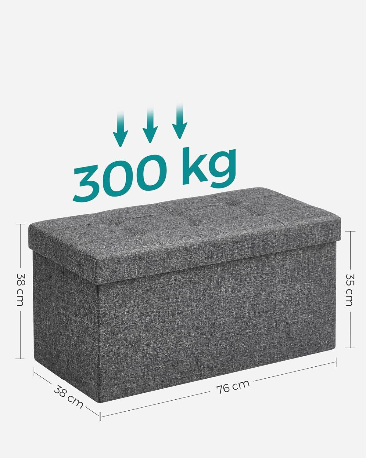 TRUHENBANK Dunkelgrau 76x38 cm Organizer - Grau, Holzwerkstoff (76/38/38cm)
