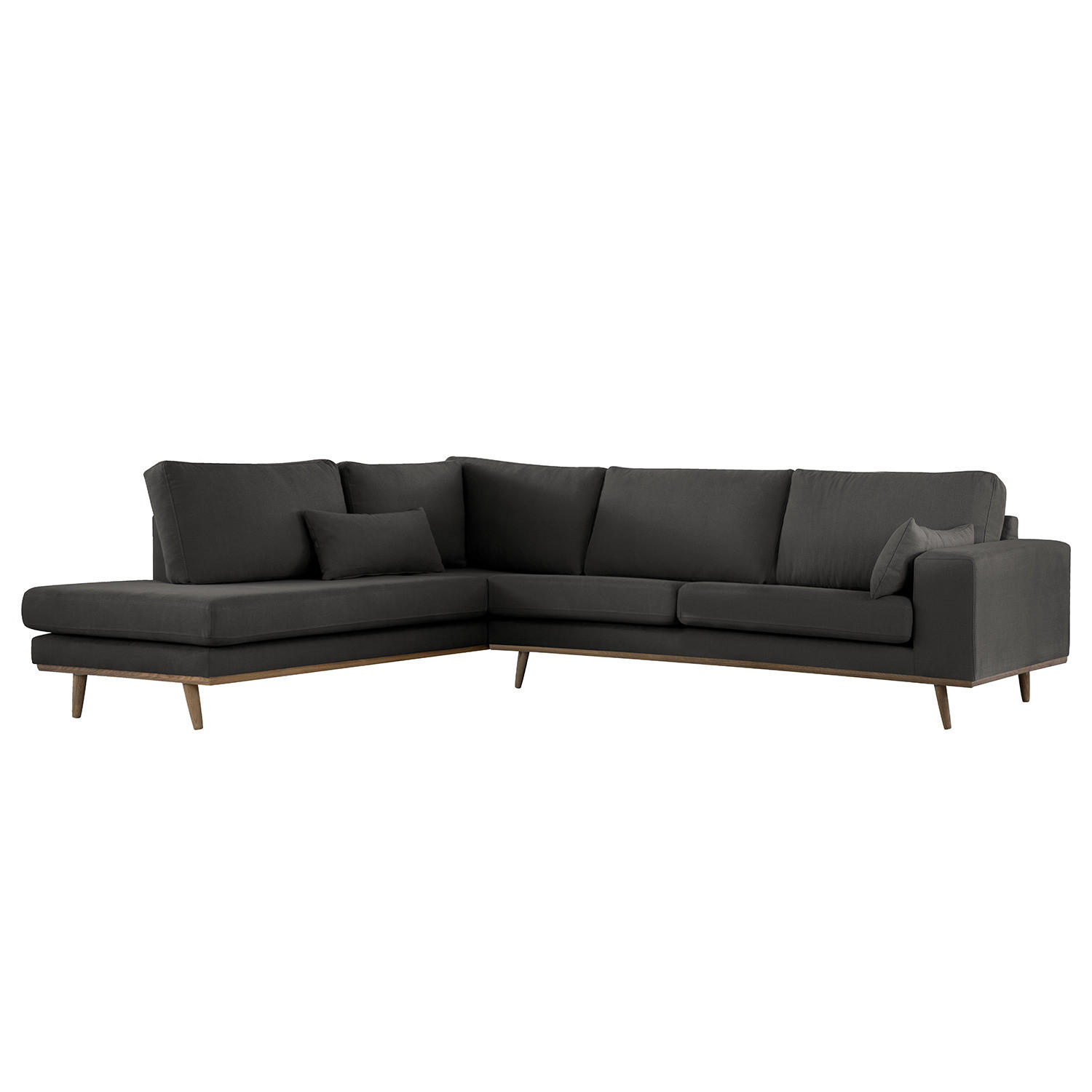 ECKSOFA mit Ottomane - Eichefarben/Anthrazit, Naturmaterialien/Eichenholz (287/219cm) - home24