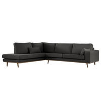 ECKSOFA mit Ottomane - Eichefarben/Anthrazit, Naturmaterialien/Eichenholz (287/219cm) - home24