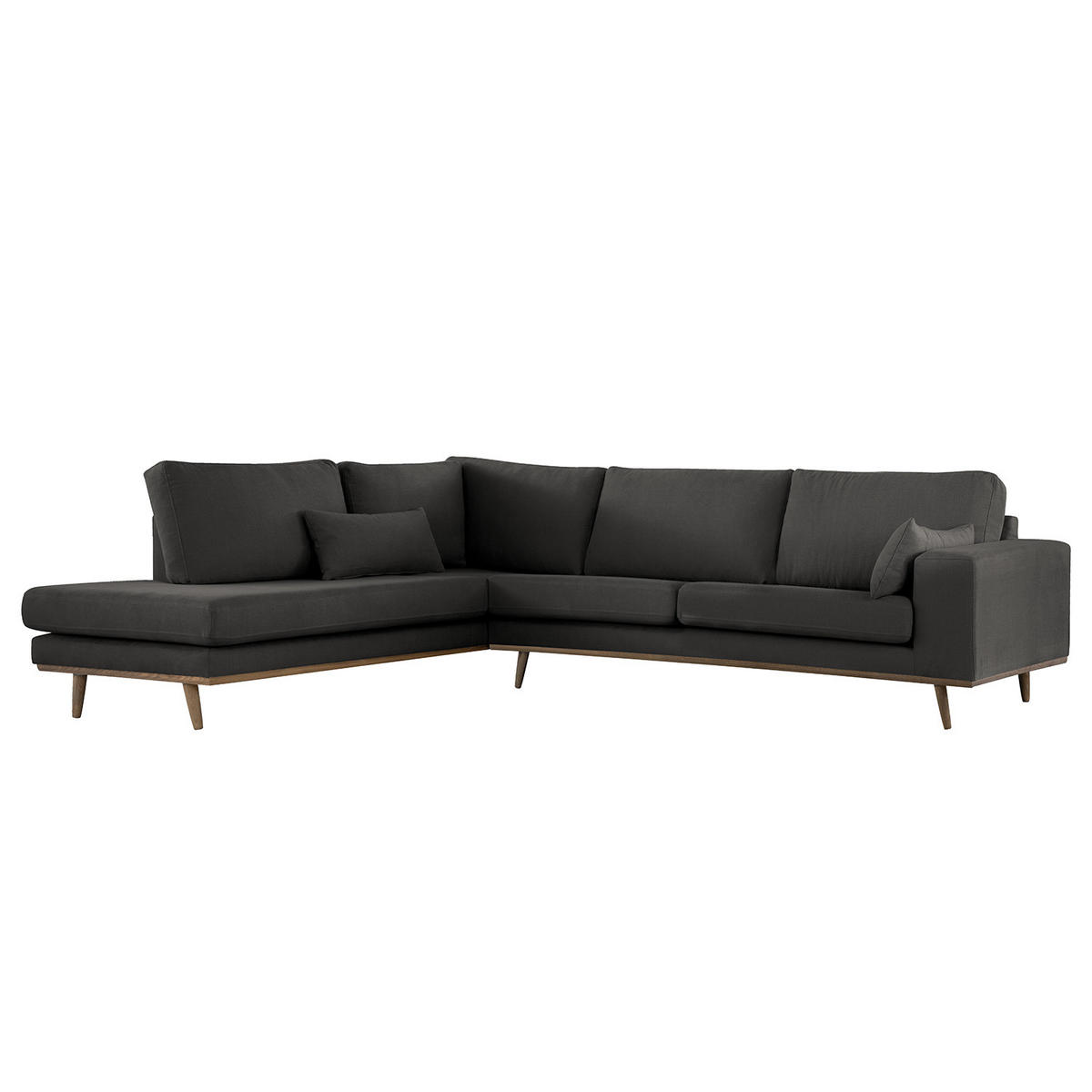 ECKSOFA mit Ottomane - Eichefarben/Anthrazit, Naturmaterialien/Eichenholz (287/219cm) - home24