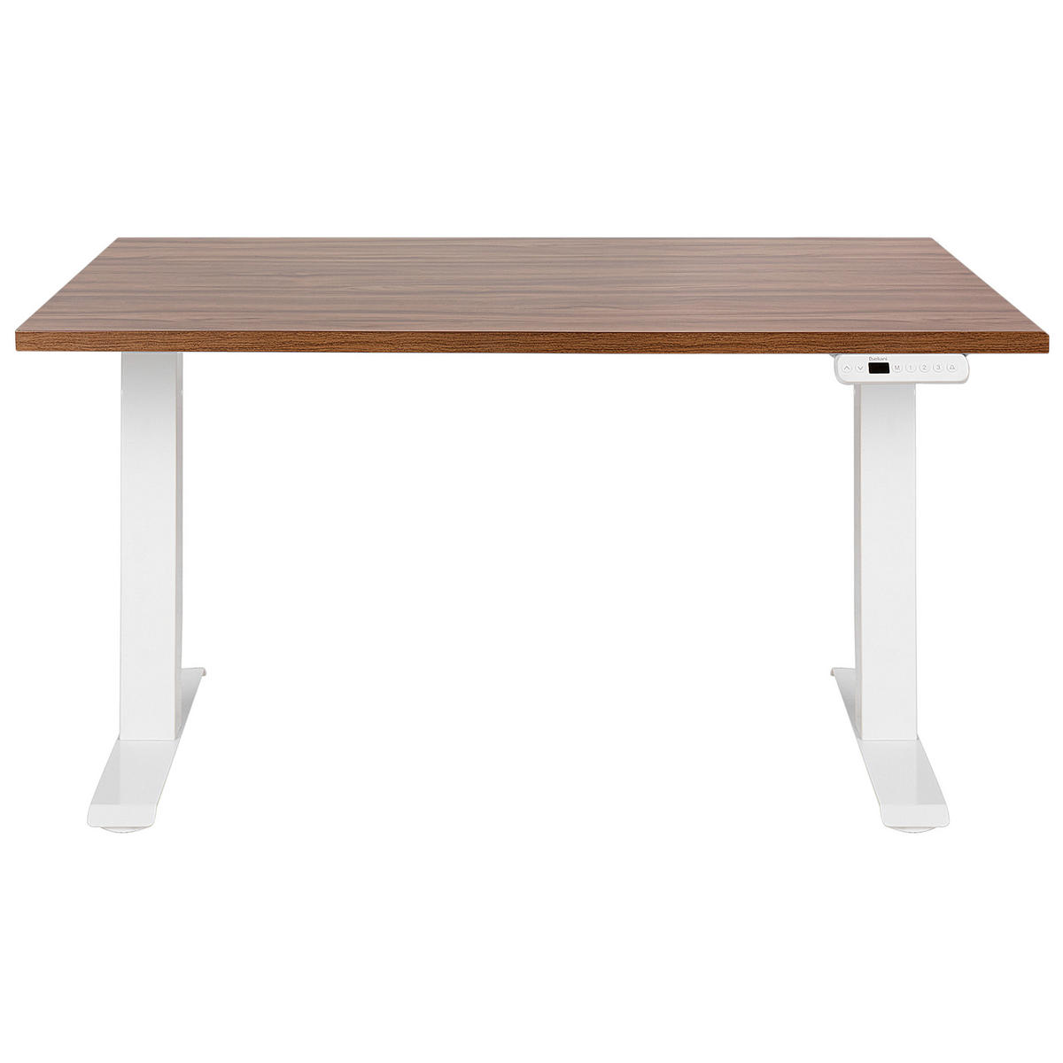 SCHREIBTISCH braunweiß 120/72 cm elektrisch höhenverstellbar Destin III - Dunkelbraun/Weiß, Holz (72/120/63cm) - Beliani
