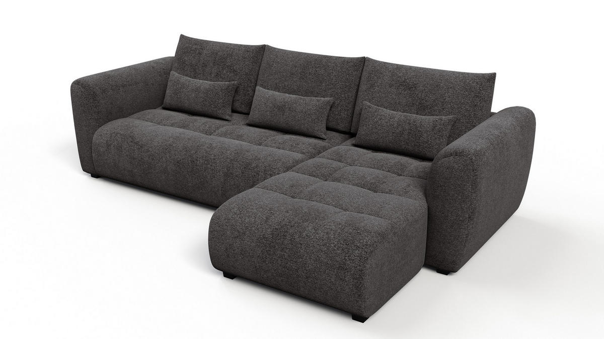 ECKSOFA SORENO 4-Sitzer, dunkelgrau - Dunkelgrau/Schwarz, Holz/Textil (293/171cm) - Courtois Laville
