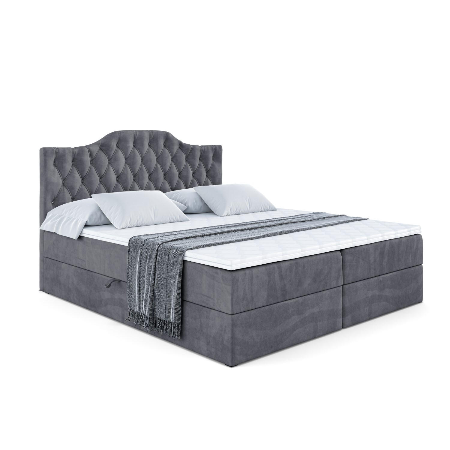 ALTDECOR AMERICKÁ postel s matrací H4 a roštem – VILA-1 – 160 × 200 cm – H4 – tmavě šedá