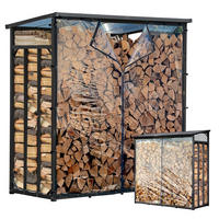 KAMINHOLZREGAL Außen Basic 185/70/185 cm Metall Anthrazit mit Wetterschutz Transparent 2,3 m³ / 3,5 SRM - Transparent/Anthrazit, Metall (185/185/70cm) - QUICK STAR