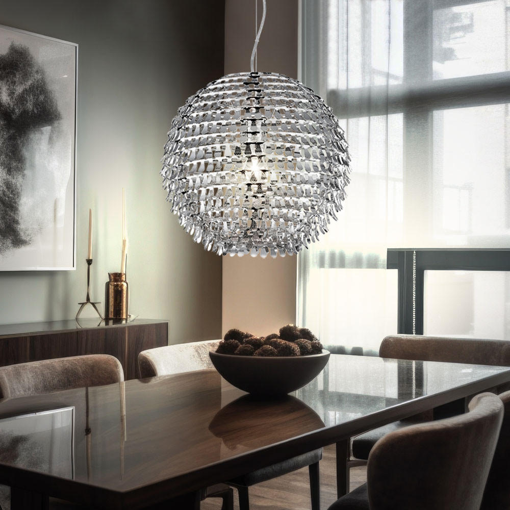 LED HÄNGELEUCHTE Kugel Chrom Silber - Silberfarben, Metall (6/12/150cm)