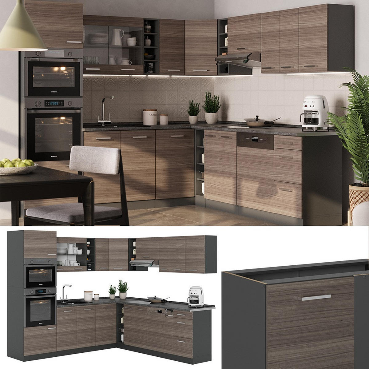 Anthrazit/Grau, Holzwerkstoff (247/81.6/60cm) - Vicco