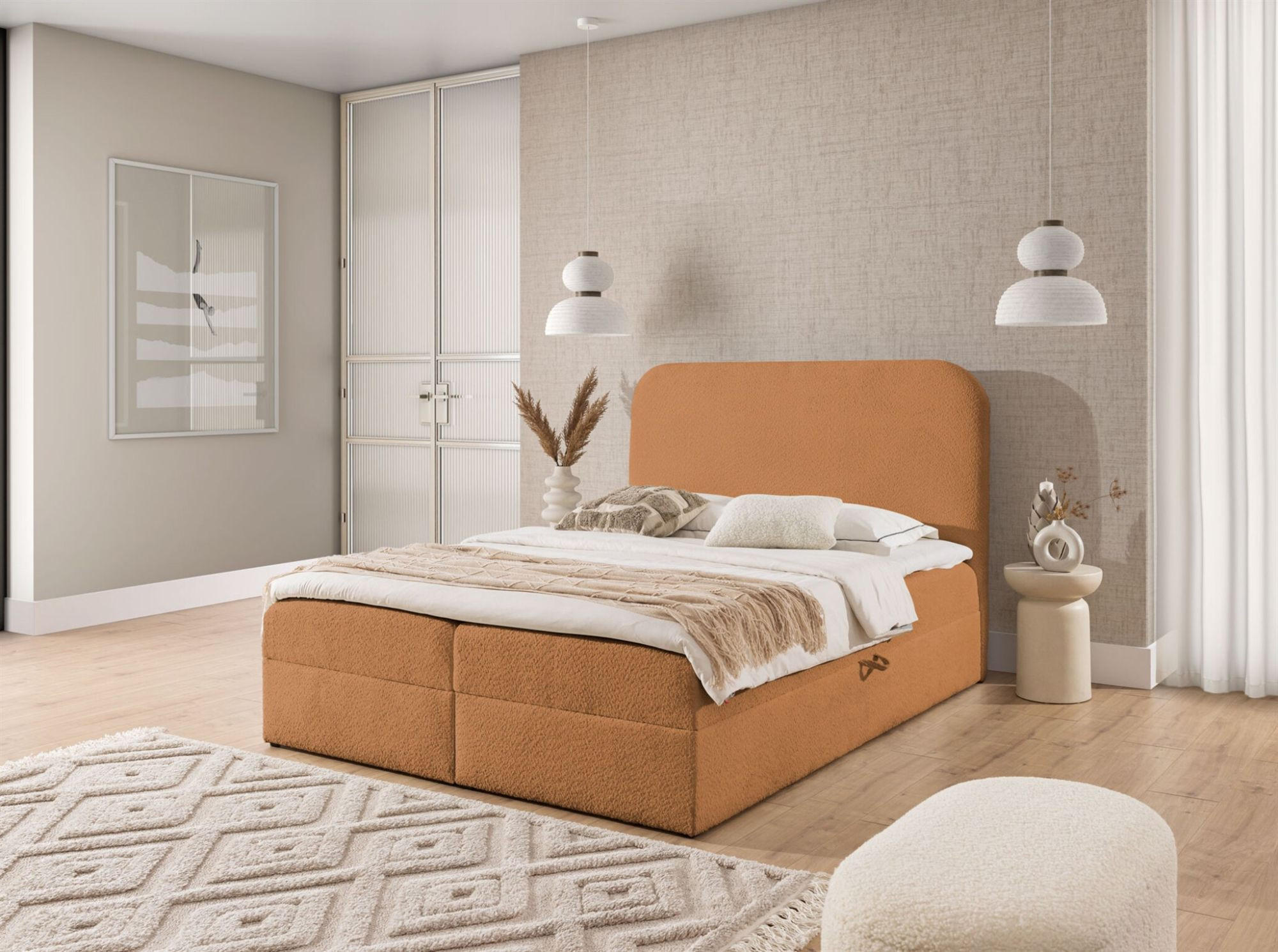 BOXBETT Amador In überlänge - Braun, Holzwerkstoff/Textil (140/220cm) - Fun Möbel
