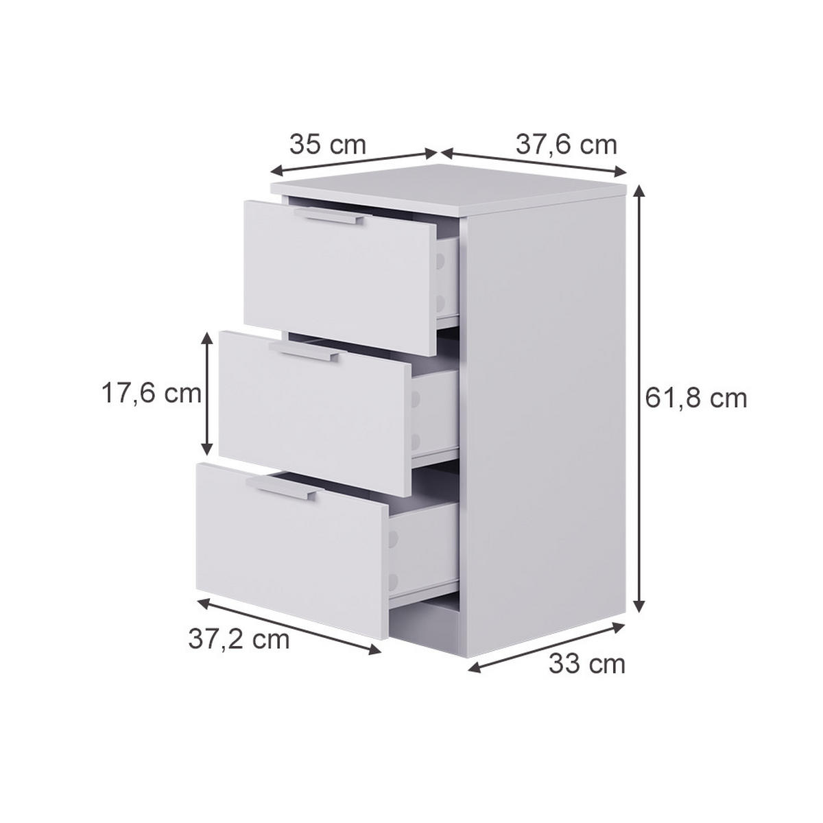 NOČNÍ STOLEK Fino Bílá - bílá, kompozitní dřevo (37.6/61.8/35cm) - Vicco