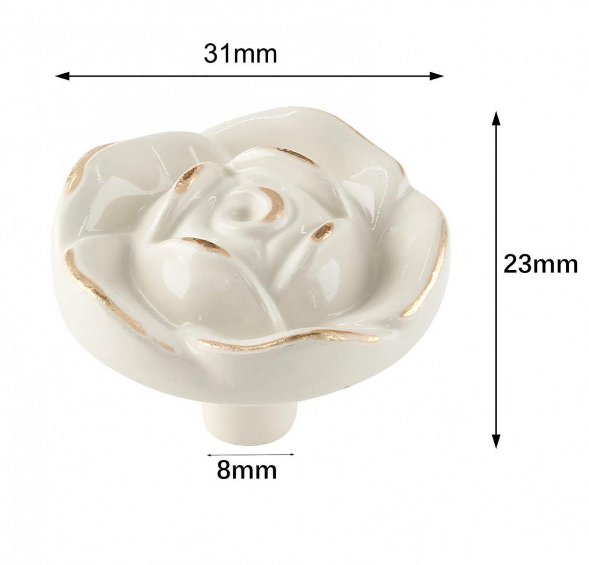 SCHRANKKNOPF Gold 4er-Set 31 mm Zinklegierung - Weiß, Metall (3.1/0.23/3.1cm)