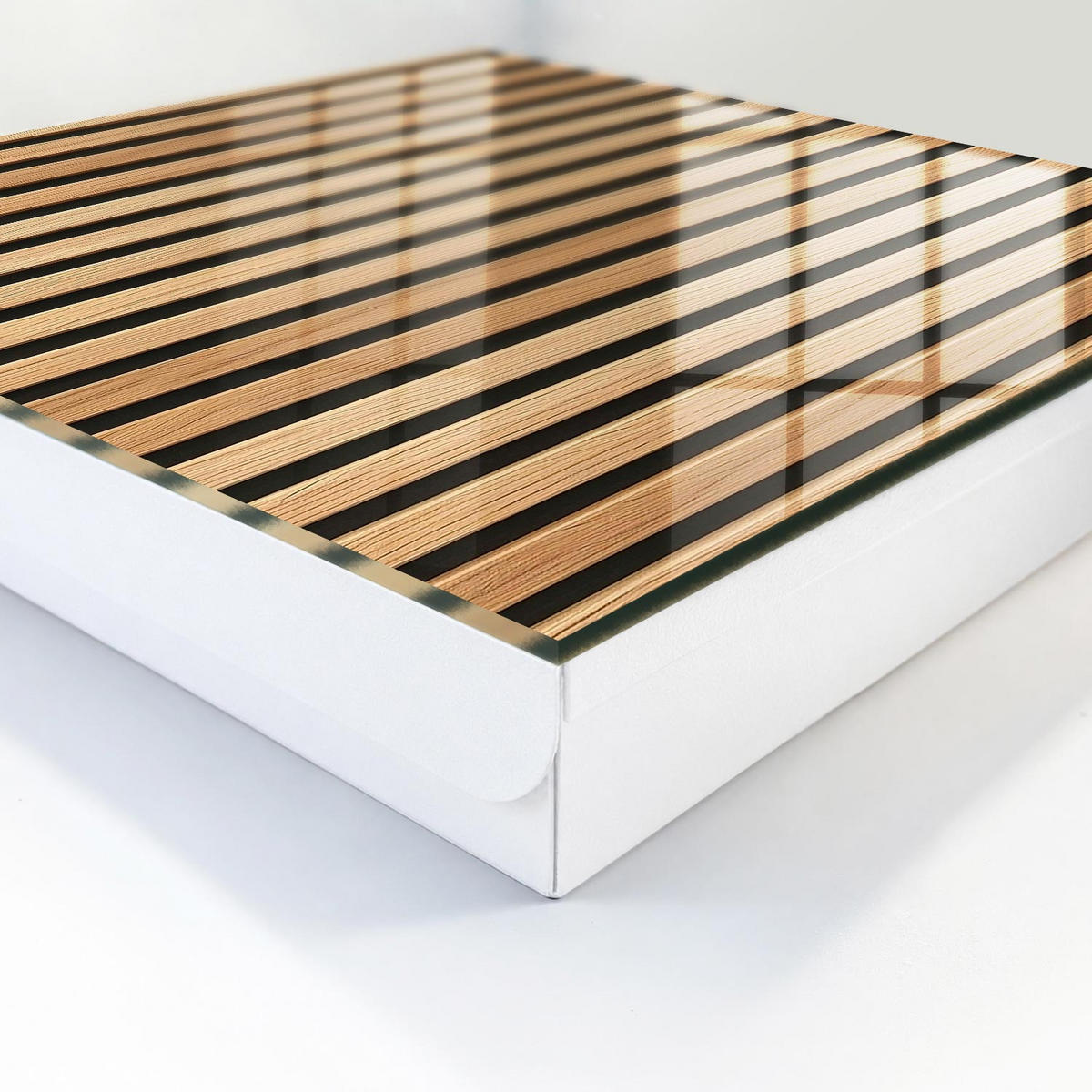SCHLÜSSELBOX Weiß 30x30 cm – Türöffnung nach rechts - Vertikale Streifen - Braun, Metall (30/30/5cm) - TULUP