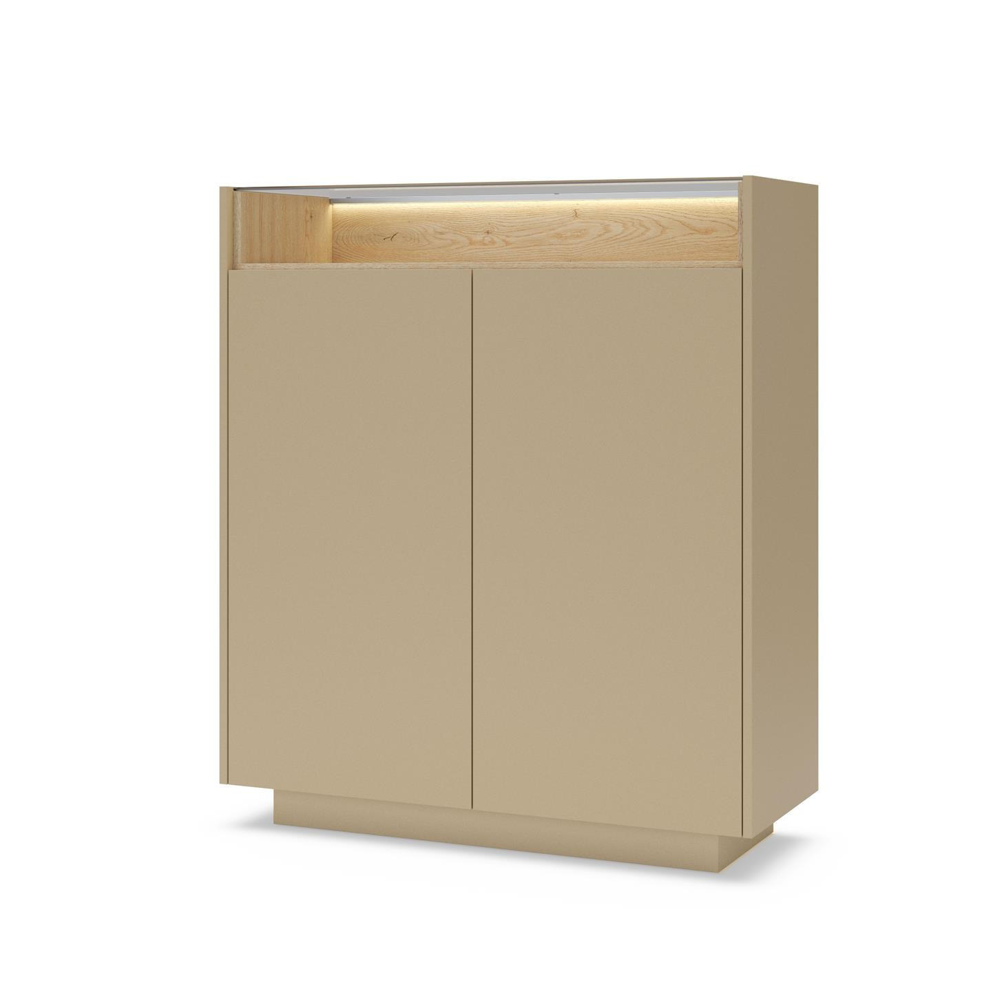 HIGHBOARD Kiro Braun, Hochkommode mit LED - Braun, Holzwerkstoff (103/119/40cm) - Bettso