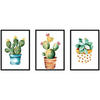 POSTER Set Mit 3 Pflanzen Kaktus A4 Schwarzer Rahmen - Schwarz, Papier (29.7/5/21cm) - Nacnic