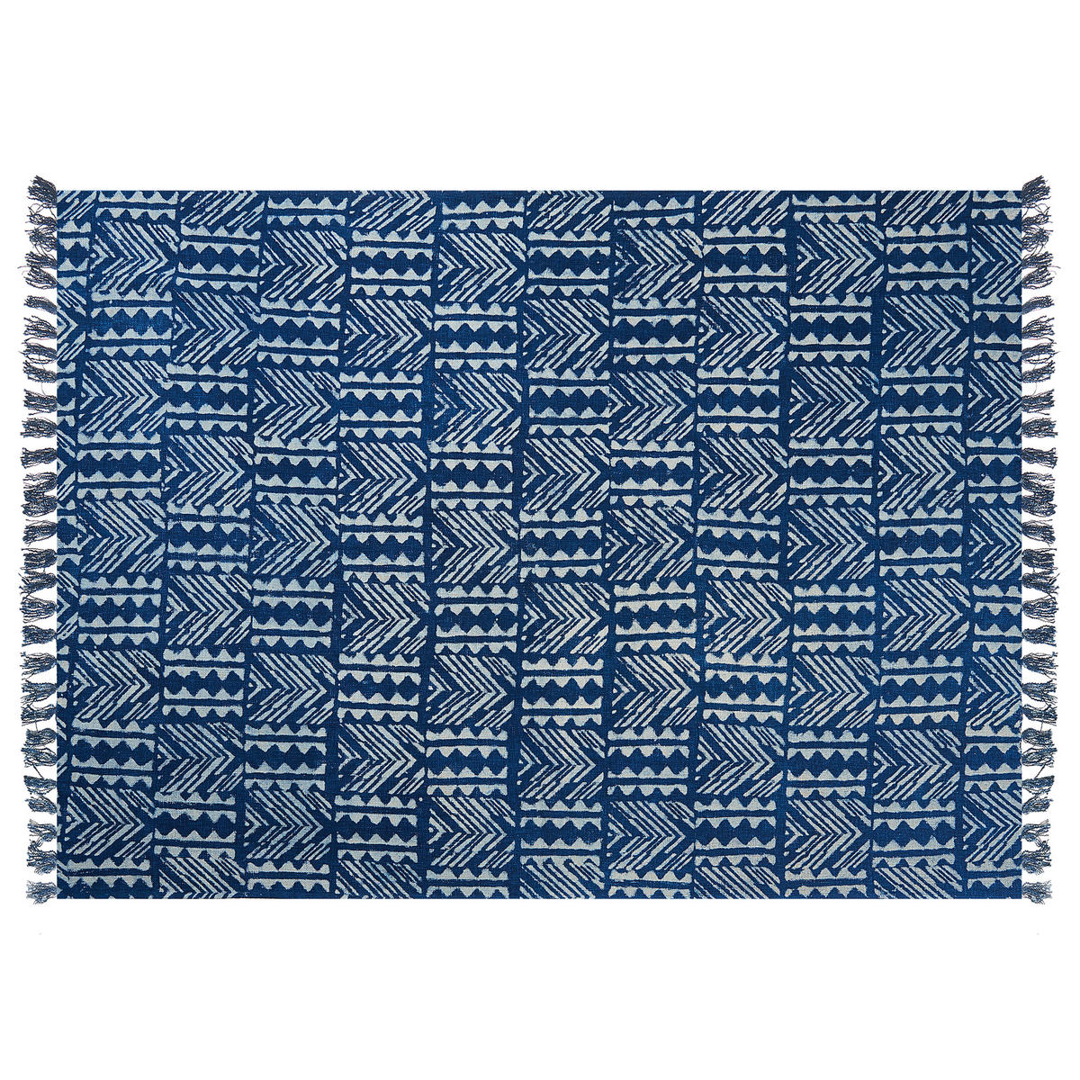 DECKE Marineblau Shivpuri 130/180 cm - Dunkelblau, Naturmaterialen/Textil (130/180cm) - Beliani