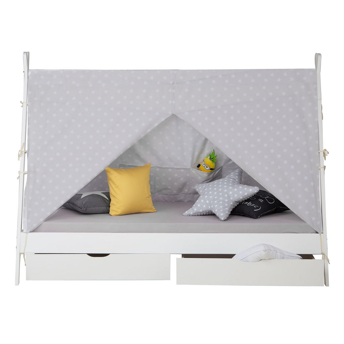 KINDERBETT mit Stauraum 90/200 cm weiß - Weiß, Holz (208/153/121cm) - Homestyle4u