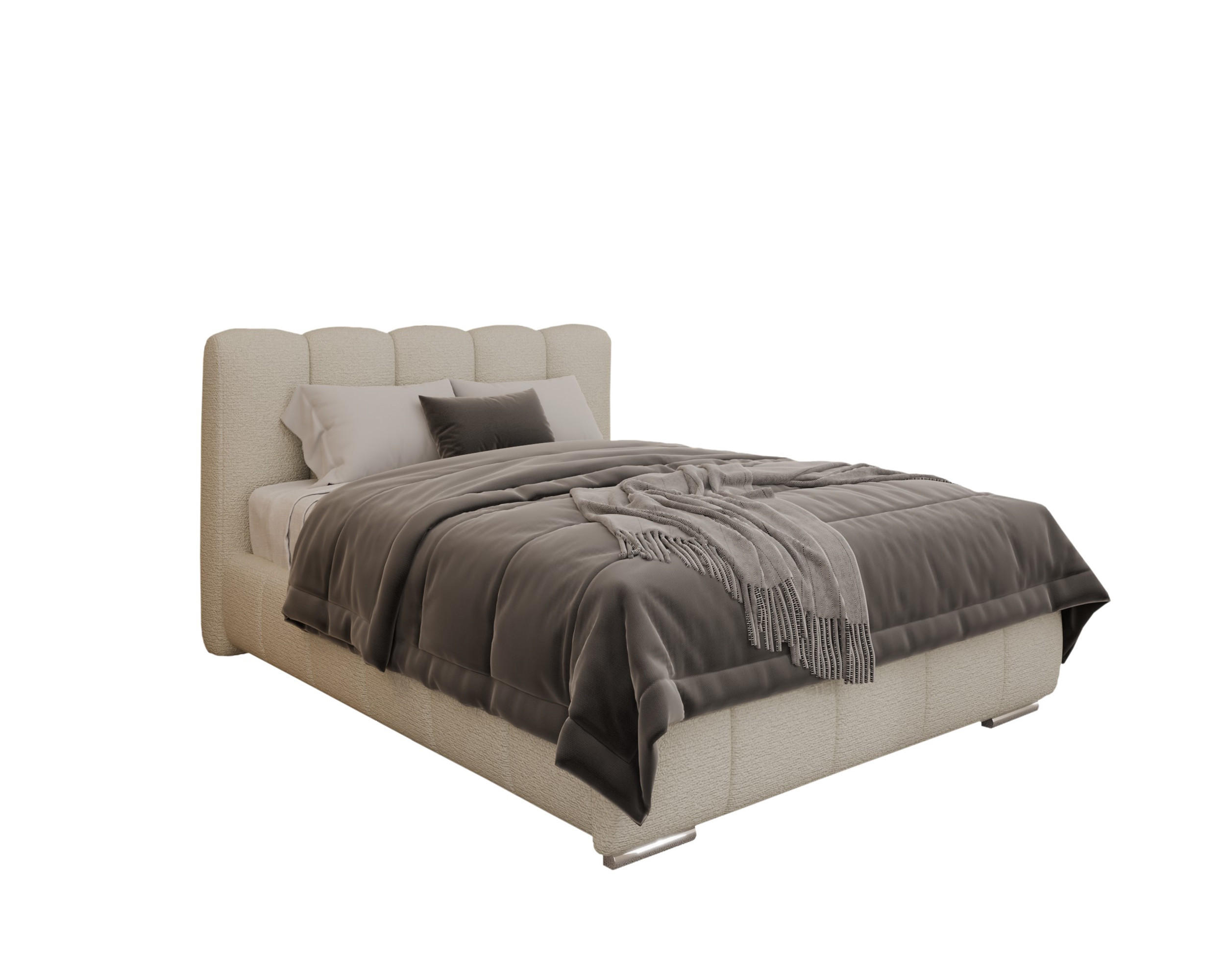 POLSTERBETT Zaira 140x200cm – Elegantes Polsterbett für modernen Wohnstil , ohne matratze, creme - Creme, Holz (100/200cm) - Homesy
