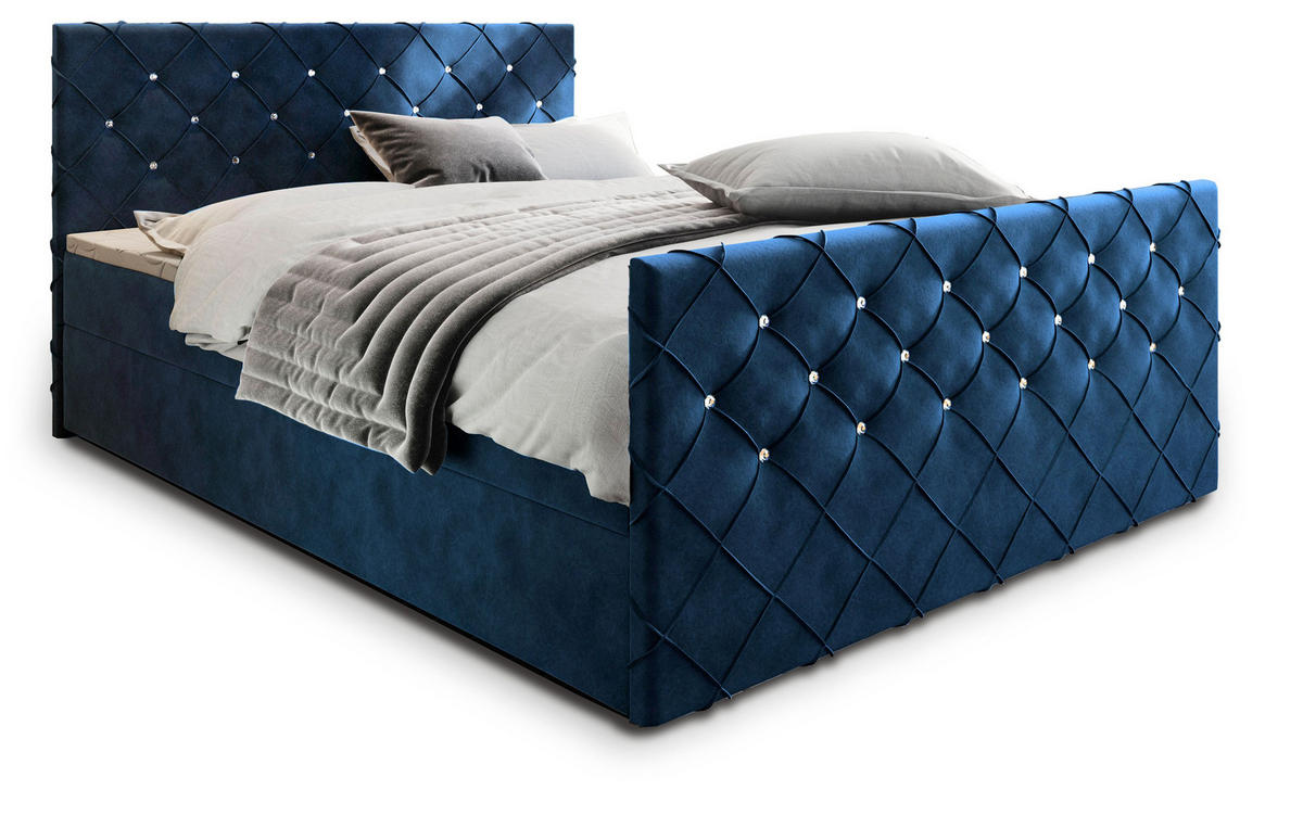 BOXBETT MANDI 180x200 cm mit Matratze und Topper - Blau - Blau, Holz (180/200cm) - MASSENO