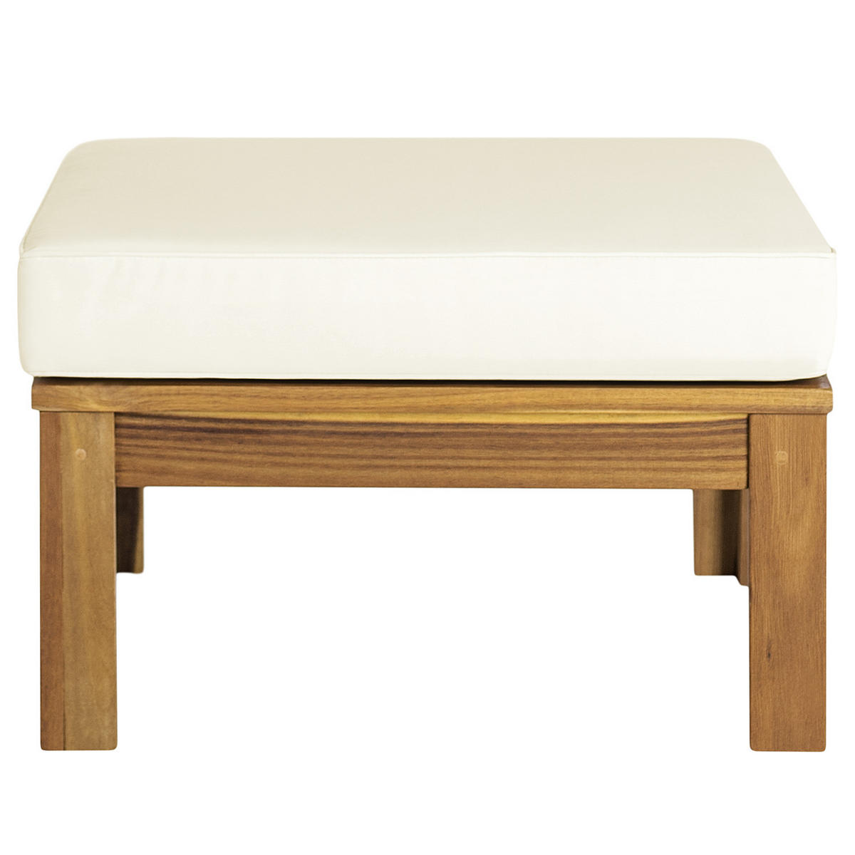 LOUNGEHOCKER - Webstoff / Akazie massiv - Weiß, Holz/Textil (60/38/60cm) - home24