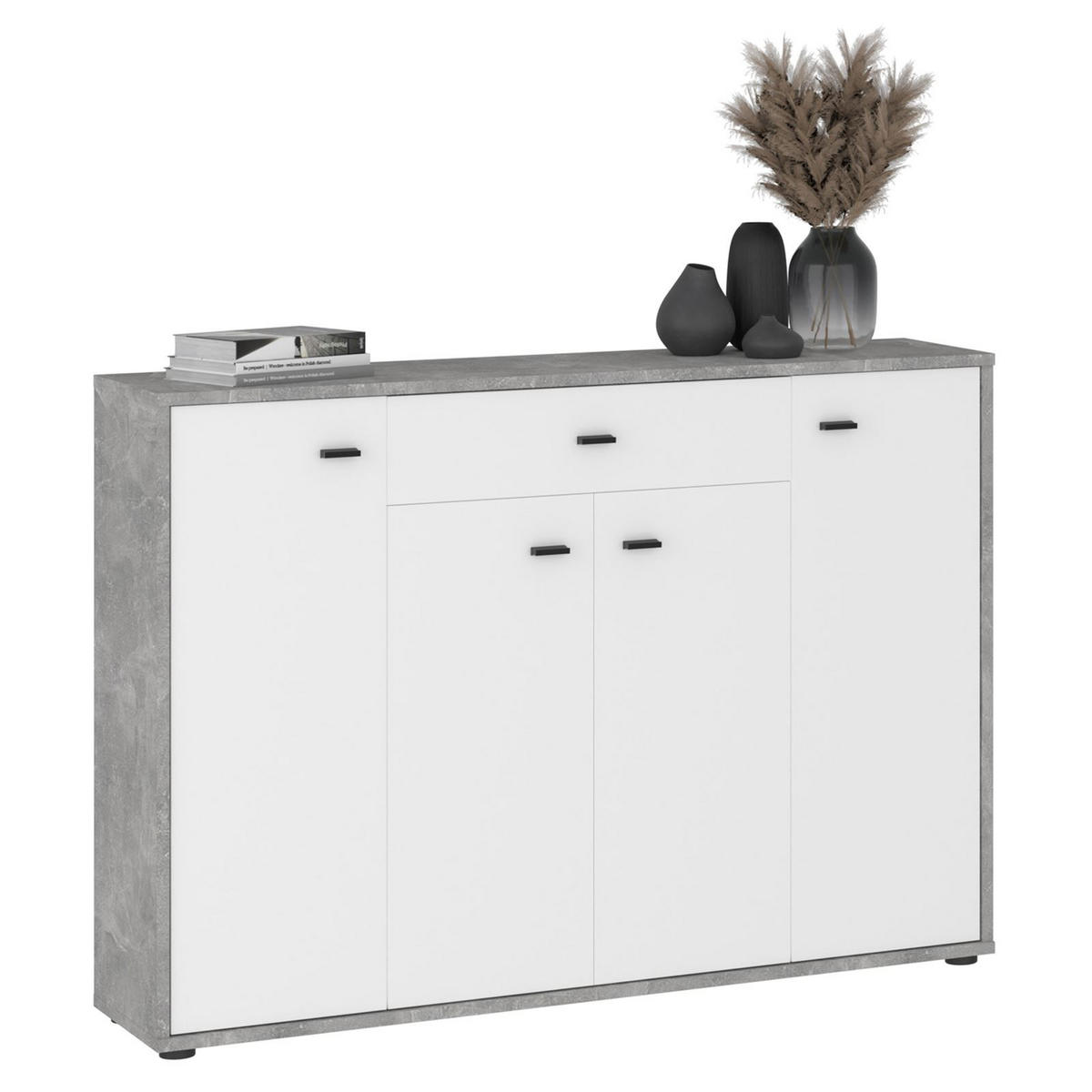 KOMMODE MILAS - Weiß/Grau, Holzwerkstoff (117/85/30cm) - IDIMEX