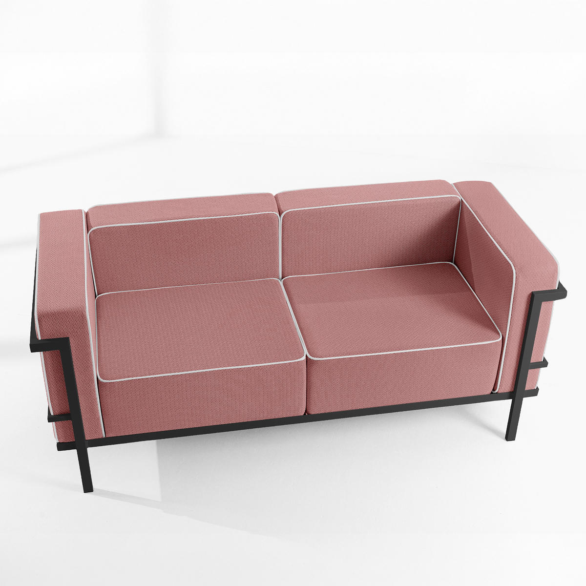 GARTENSOFA TRIGLO 2-Personen, Stahlrahmen, Modern, Dunkelgrau - Dunkelgrau/Rot, Textil/Metall (164/70/69cm) - KONSIMO®